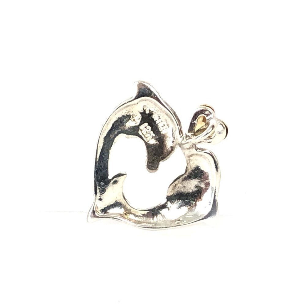 Black Hills Gold Dolphin Heart Pendant BHG 12k Green Rose Gold on Sterling 925 - Picture 2 of 3